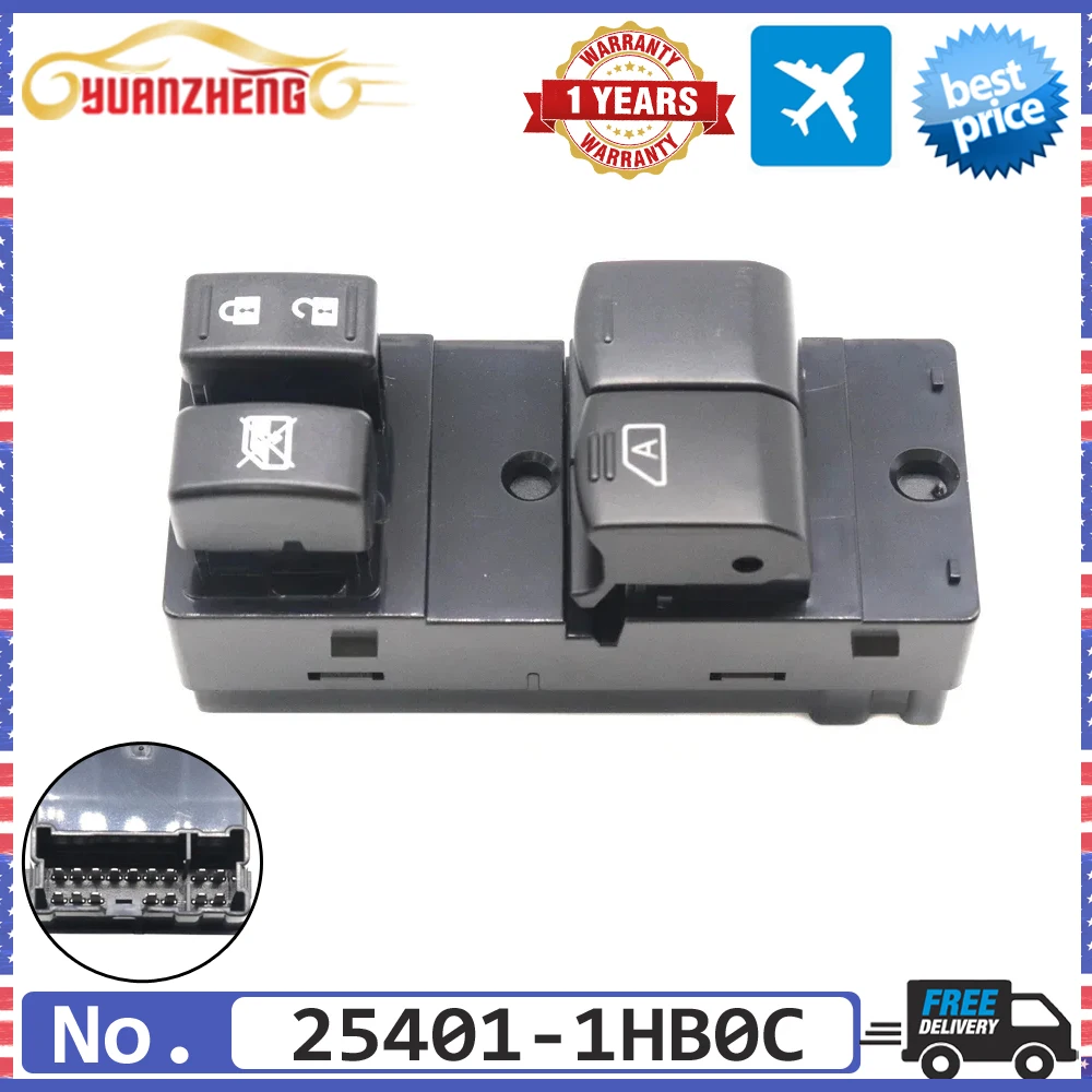 NEW 25401-1HB0C Left Driver Power Window Switch For NISSAN MICRA K13 2010-2018 SUNNY VERSA 2012 NOTE 2014-2016 25401-3BB0C