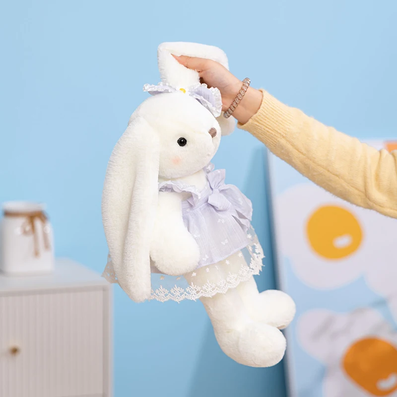 40/50cm 귀여운 긴 귀 토끼 인형, 화려한 공주 드레스를 입은 토끼 동물 봉제인형, 여자아이들을 위한 집들이 선물