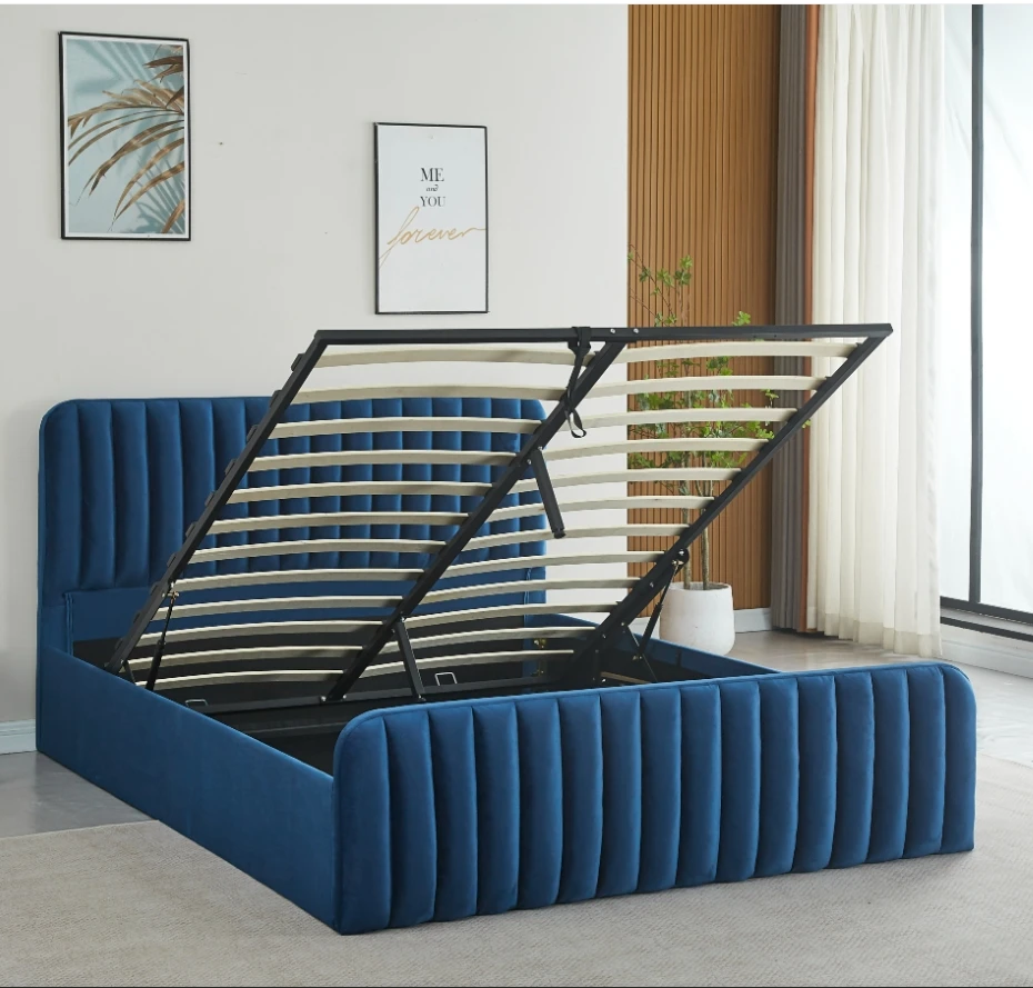 ^Luxury European Modern Durable King Size Pine Wood Box Spring Soft Bed Bedroom Set Furniture for Apartment & Hotel Use - view 3