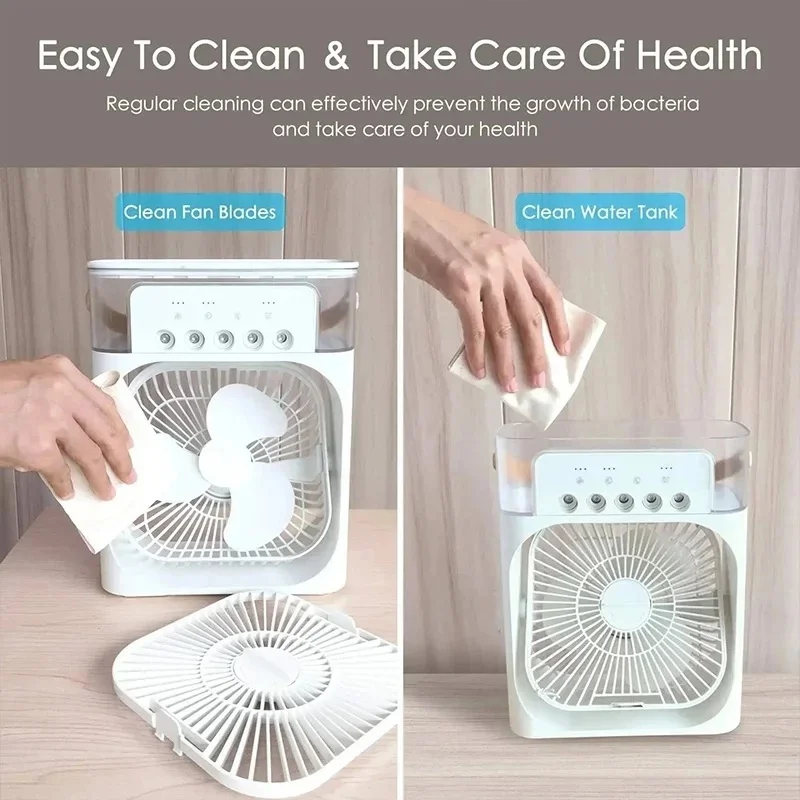 New 3 In 1 Fan AIr Conditioner Household Small Air Cooler LED Night Light Portable Humidifier Air Adjustment Office Home Fan