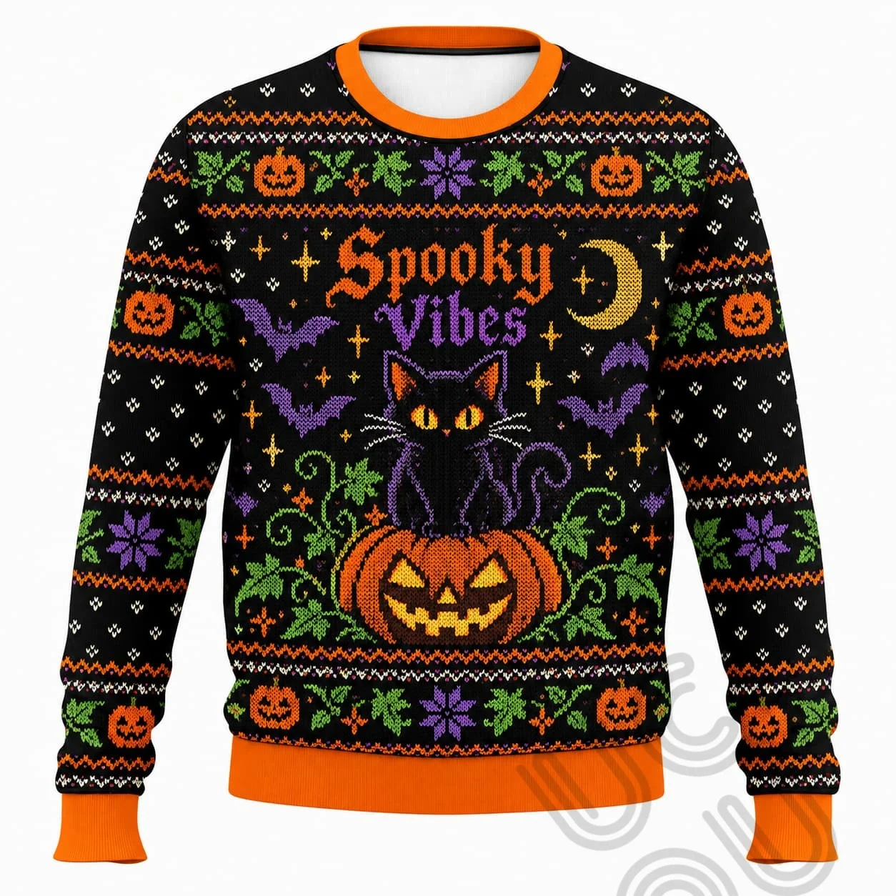 Ugly Halloween Sweater Kids Crewneck Sweatshirt Unisex Adult Youth Autumn Spooky Season Party Cute Black Cat Pumpkin Pullover