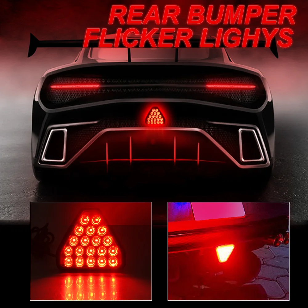 Universal F1 Style Red Brake Lights Car Triangle Rear Third Brake Lights Pilot Warning Stop Safety Signal Lamp DRL For JDM BBA