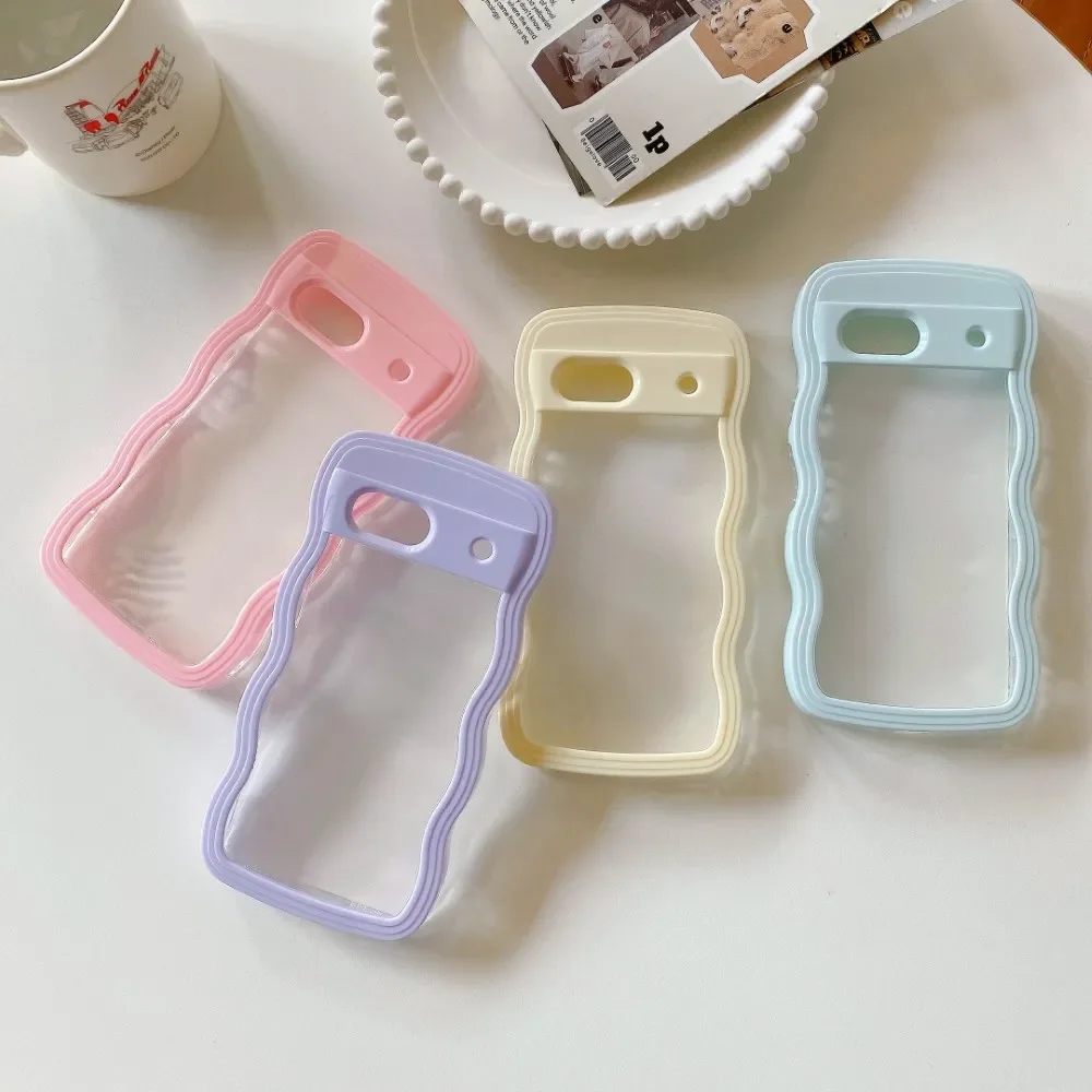 For Google Pixel 7A Phone Case Color Wave Border Transparent Shockproof Protection Bumper Hard Plastic Cover Accessorie Funda