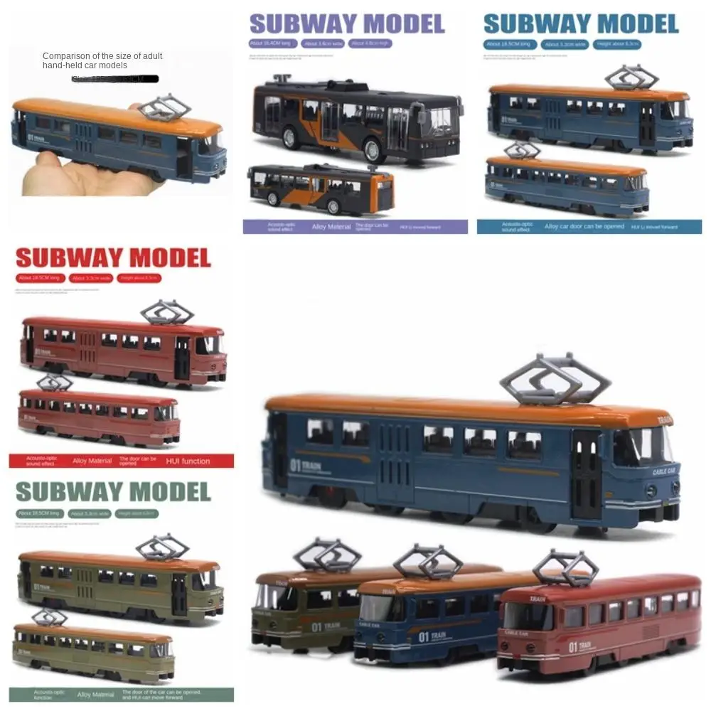 Simulatie Rail Tram Light Rail Tram Model Legering Retro Geluid en Licht Bus Vijf Kleuren 1:50 Rail Tram Trein Model