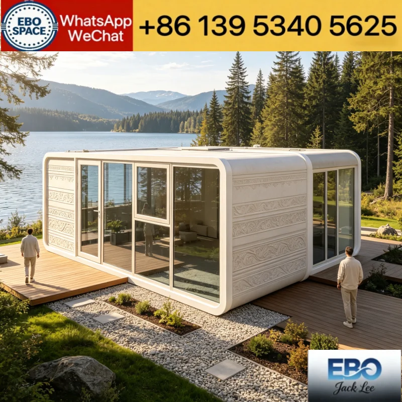 Custom Color Expandable Prefabricated Tiny House Large Balcony Glass Wall Mobile Villa Glamping Homestay Use