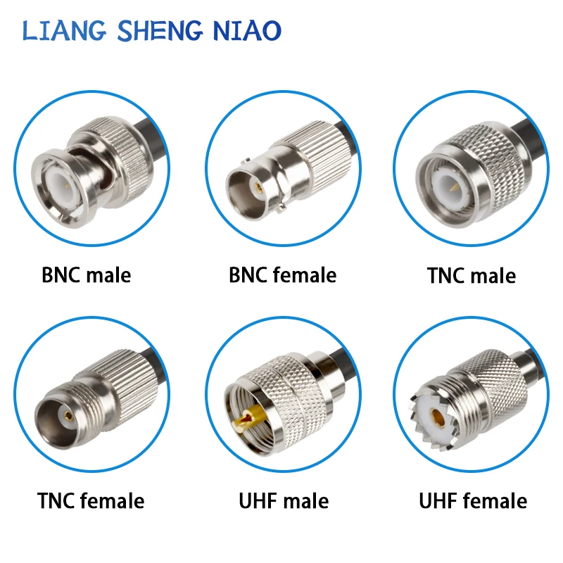 BNC to UHF to TNC to N connector RG58 RF adapter cable BNC male to UHF 50-3 connector extension cable