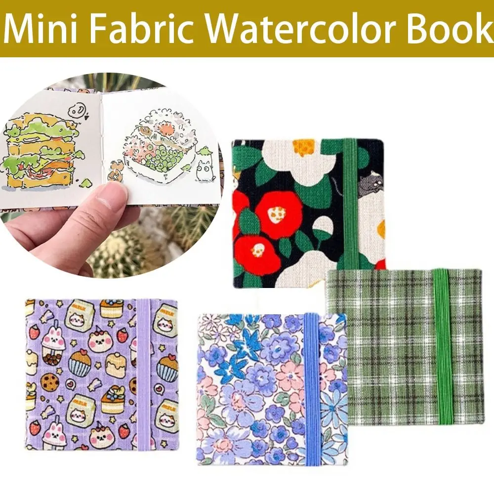 Portable Mini Watercolor Book Art Supplies Wood Pulp 300g Travel Sketchbook Fabric Fine Grain Picture Book Students