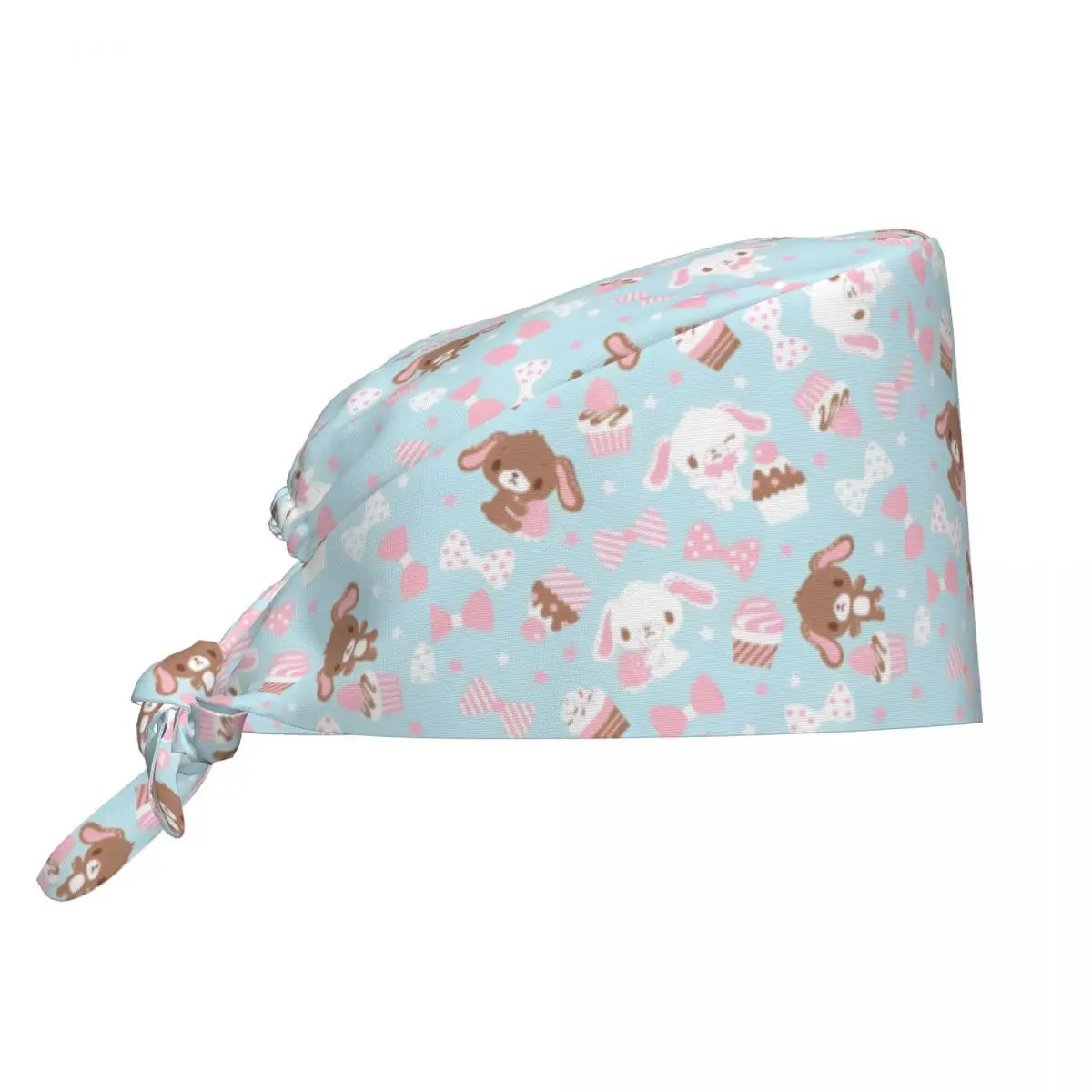 キュートなシュガーラビット、シュガーバニーズ、スクラブキャップ、クラシックビューティーペット、獣医、手術用キャップ、男性用、女性用、ペットグルーミング、看護作業用キャップ、帽子