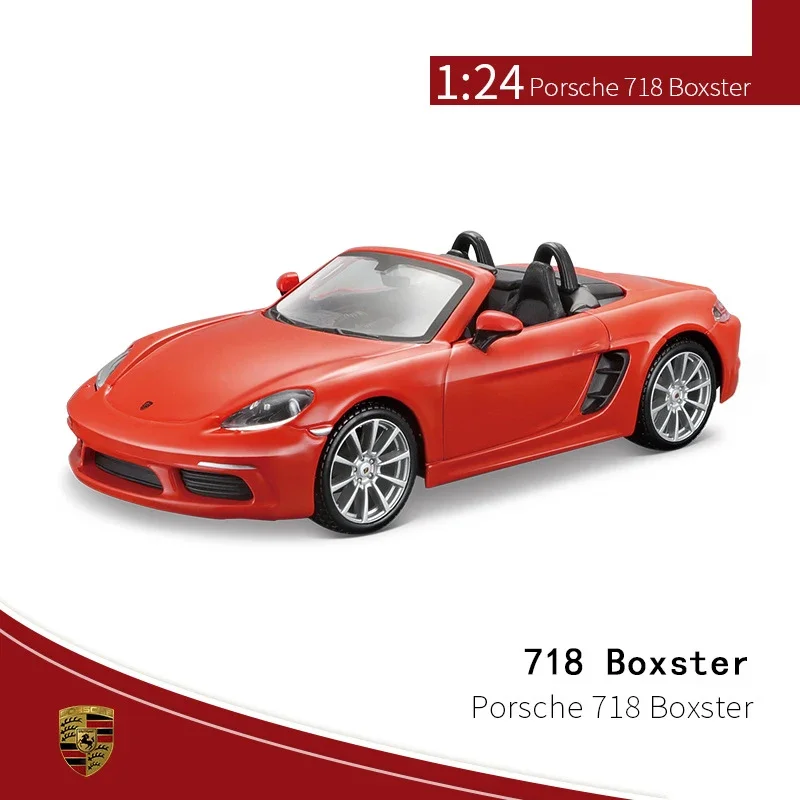 Bburago 1:24 Porsche 718 Alloy Die-cast Model Car Decoration Boy Model Toys Holiday Gift Miniature Sports Cars Decoration