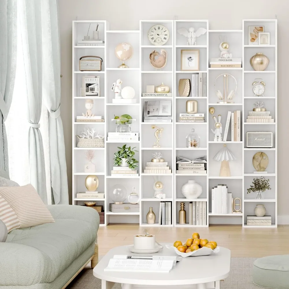 Triple Wide8Tier Media Storage Tower Rack,71Large CD DVD Storage Tower Rack with Adjustable Shelves, Black/White