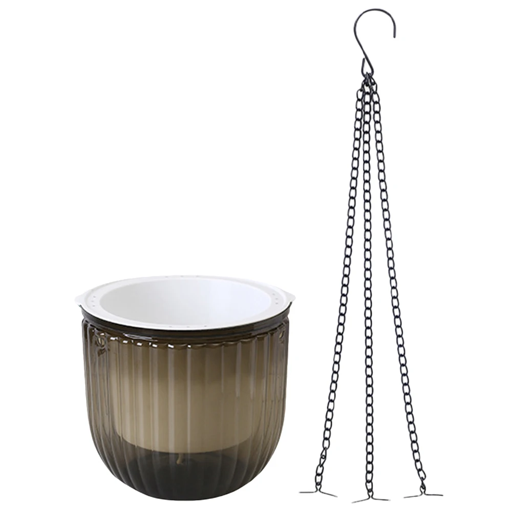 

Plant Pots Indoor Resin Hanging Basket Flower Planter Outdoor Sun Protection Grey Planters for