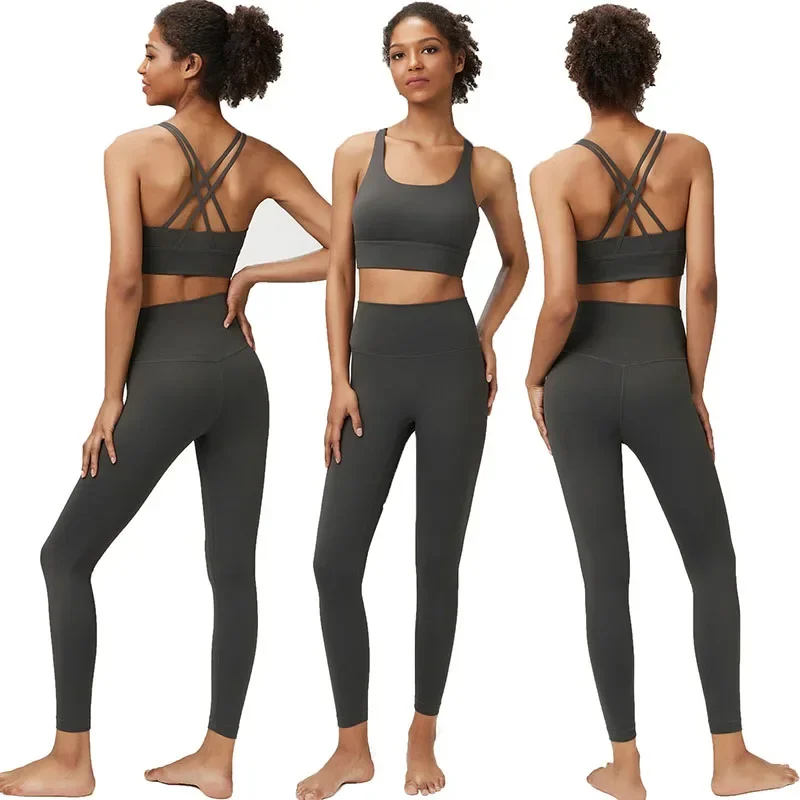 Novo conjunto de terno de ioga feminino, conjunto de terno esportivo e fitness de grandes dimensões