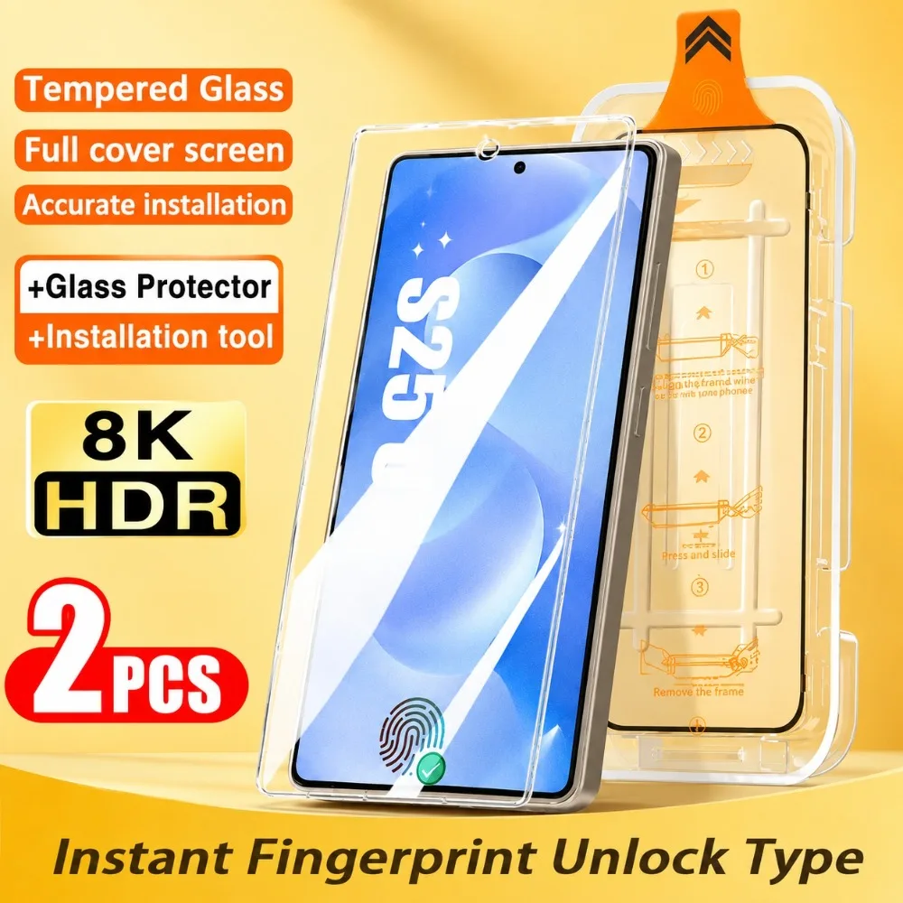 2Pcs Ultra HD Screen Protector for Samsung Galaxy S26 S25 S24 Ultra S23+ S22+ S21+ S25 S24 FE One Click Easy Installation Glass