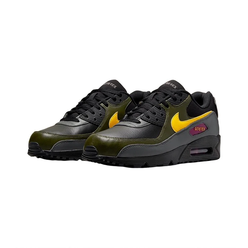 Originele Nike Air Max 90 Vintage Hardloopschoenen Voor Heren Slijtvast Schokdempend Zwart Geel DJ9779-001