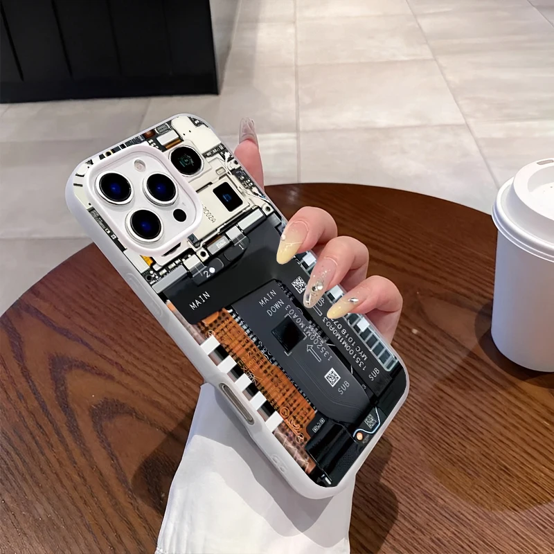 مغناطيس بسيط محاكاة شفافة اللوحة الأم منظور جراب هاتف آيفون 16 15 14 13 12 برو 11 بروماكس جراب هاتف