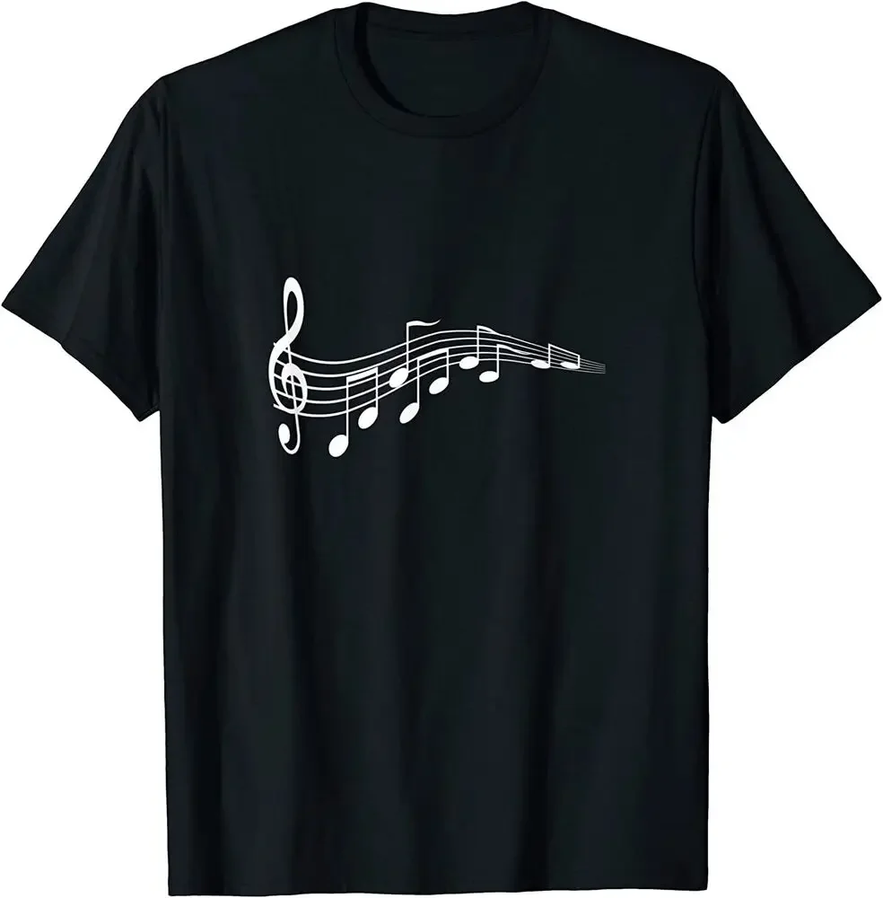 T-shirt de manga curta com agudos Clef notas musicais, 100% algodão Tee, notas musicais, texto pai, alta qualidade
