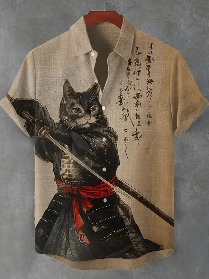 

Men's Printed Flip Collar Cardigan Fashion Urban Style Short Sleeve Shirt Polyester Fabric Standard Fit Daily Wear Casual Shirt