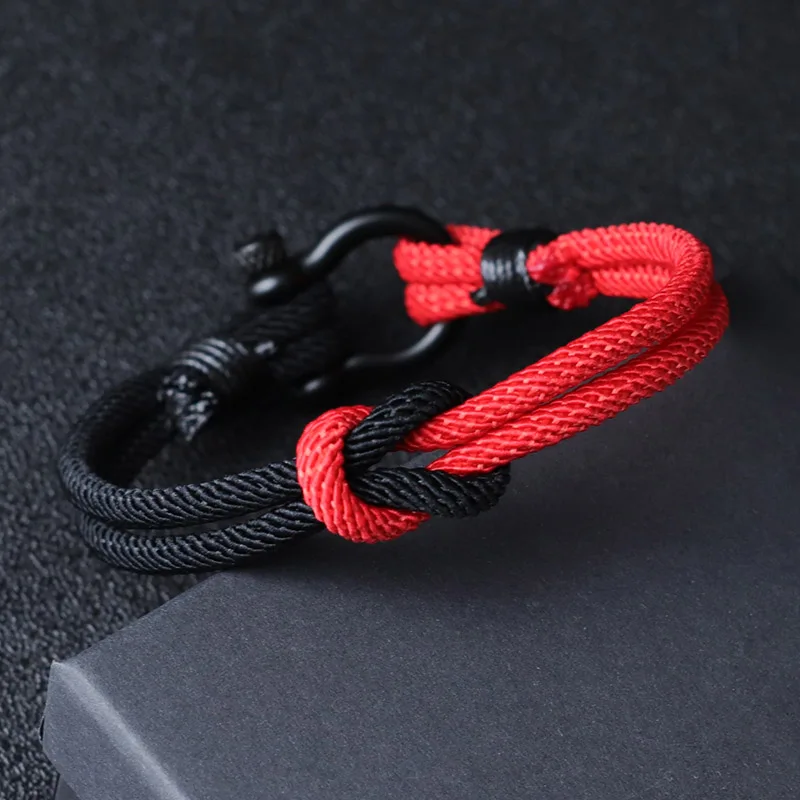 Concentric Knot Men Bracelet Blue Yellow Braclet Detachable Stainless Steel Horseshoe Clasp Ukrainian Flag Color Braslet Homme view 4