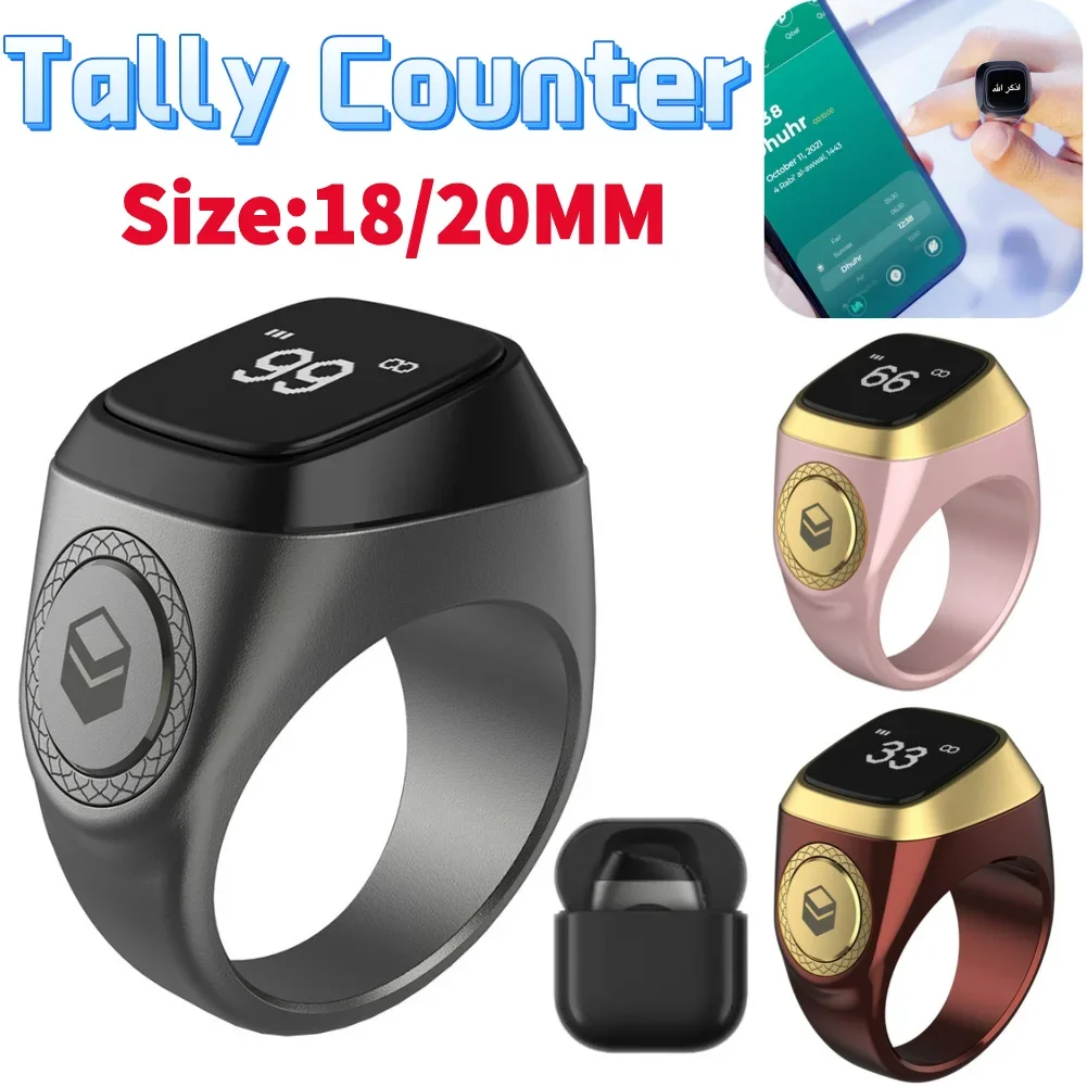 

Кольцо 20 мм, счетчик тасбих, Bluetooth-совместимый, 5,1, 5, время молитвы, умный счетчик подсчета, 0,49-дюймовый OLED-дисплей, цинковый сплав для мусульман