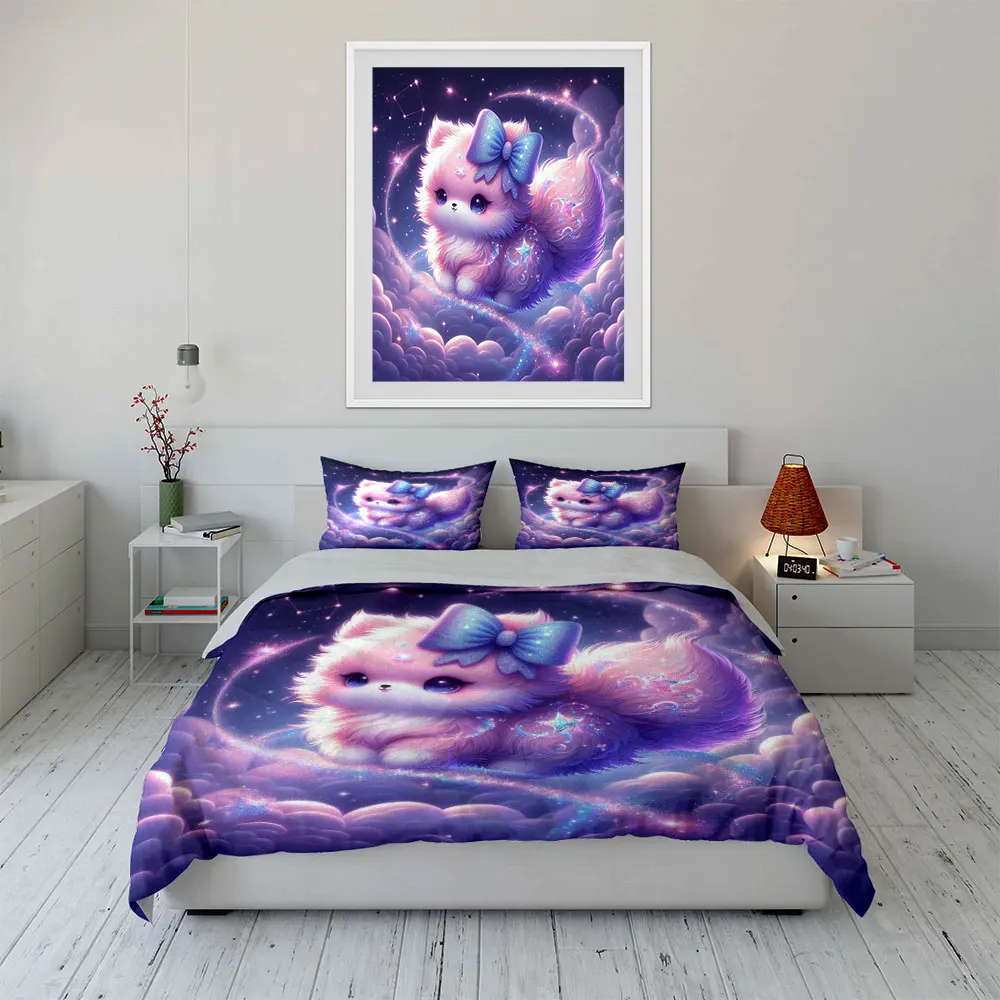 Dreamy night sky with clouds Duvet Cover Set with 3D Printing Design Soft Polyester Bedding Set All-Season Comfort for gifts 4