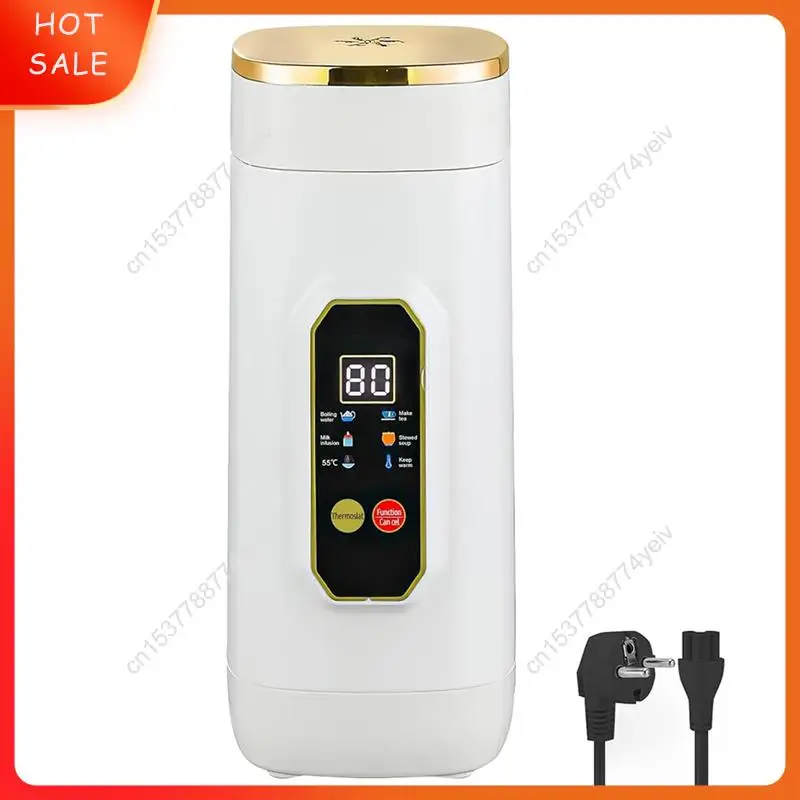 غلاية صغيرة ذات 6 درجات الحرارة 450 مل، غلاية سفر محمولة مع شاشة LED، قابس الاتحاد الأوروبي، للشاي والقهوة والتخييم A62X