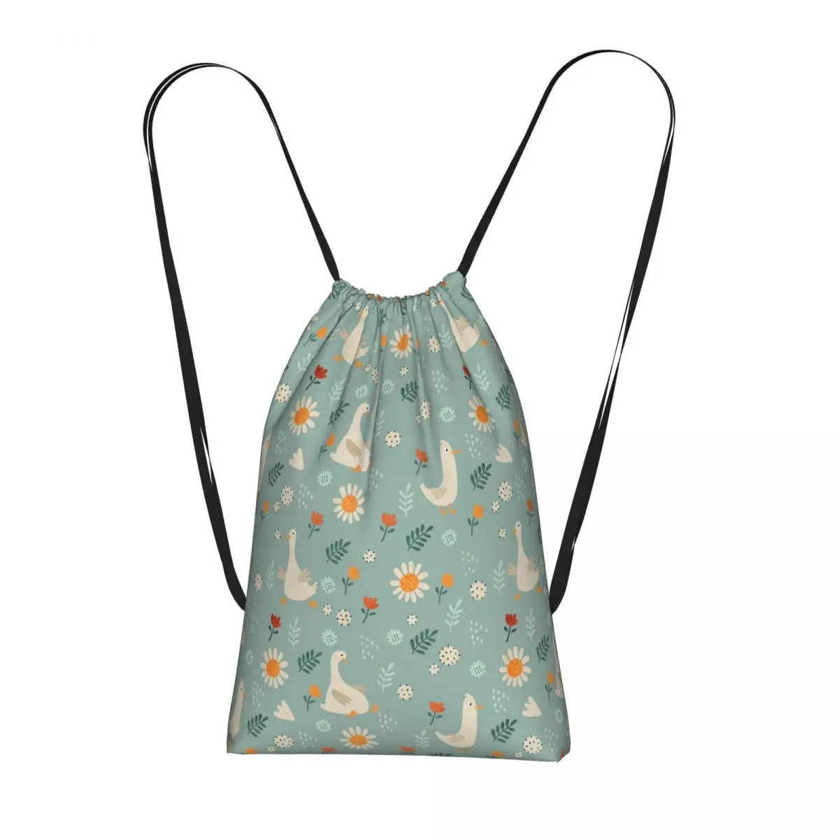 Colour Goose Cartoon Pattern Backpacks Fashion Drawstring Bundle Pocket Shoes Bag Book Bags for Man Woman Students