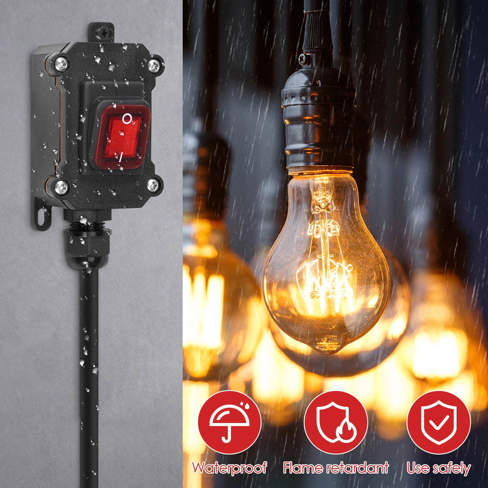 20A High Power Waterproof 110V 250V Ship Type Switch Line with High Current Modified and Installed with Outdoor Wiring Box