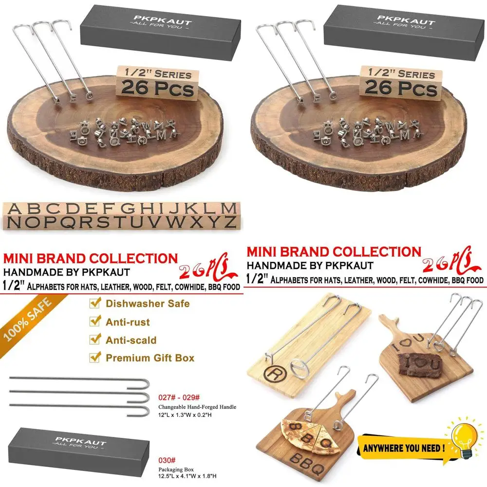 

Custom 26-Piece Mini Alphabet Branding Irons for Wood, Leather, and Food Branding