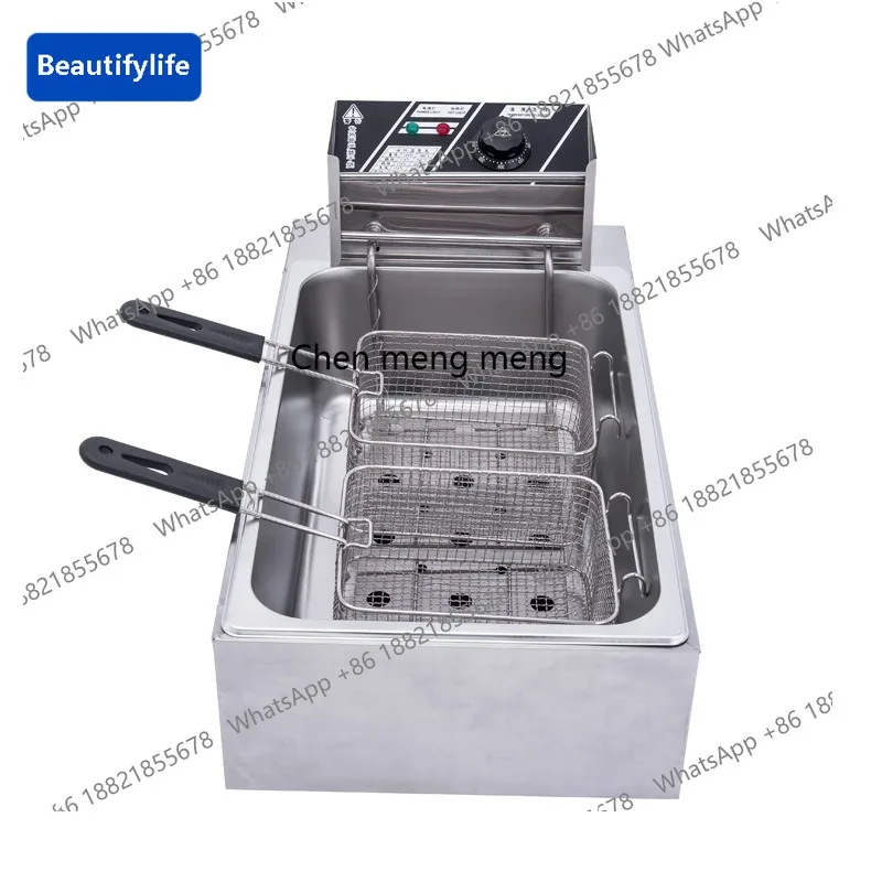 

E45 Electric Fryer Commercial 12L Single Cylinder Double Sieve Potato Chips Fryer Electric Heating