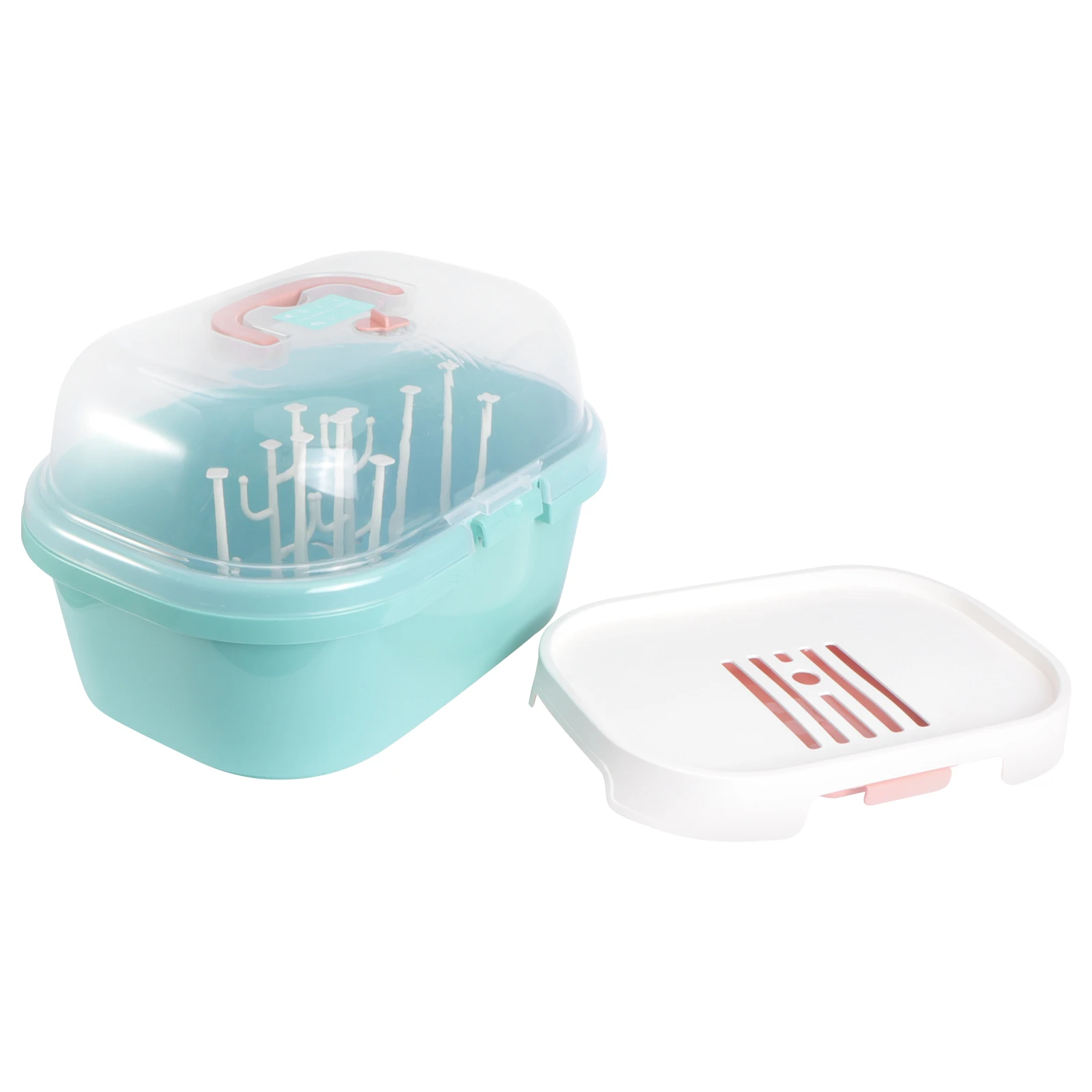 

Baby Bottle Storage Box Large Capacity Durable PP Material Green Color Milk Bottle Rack ganizer Dust Proof Cover Design Home