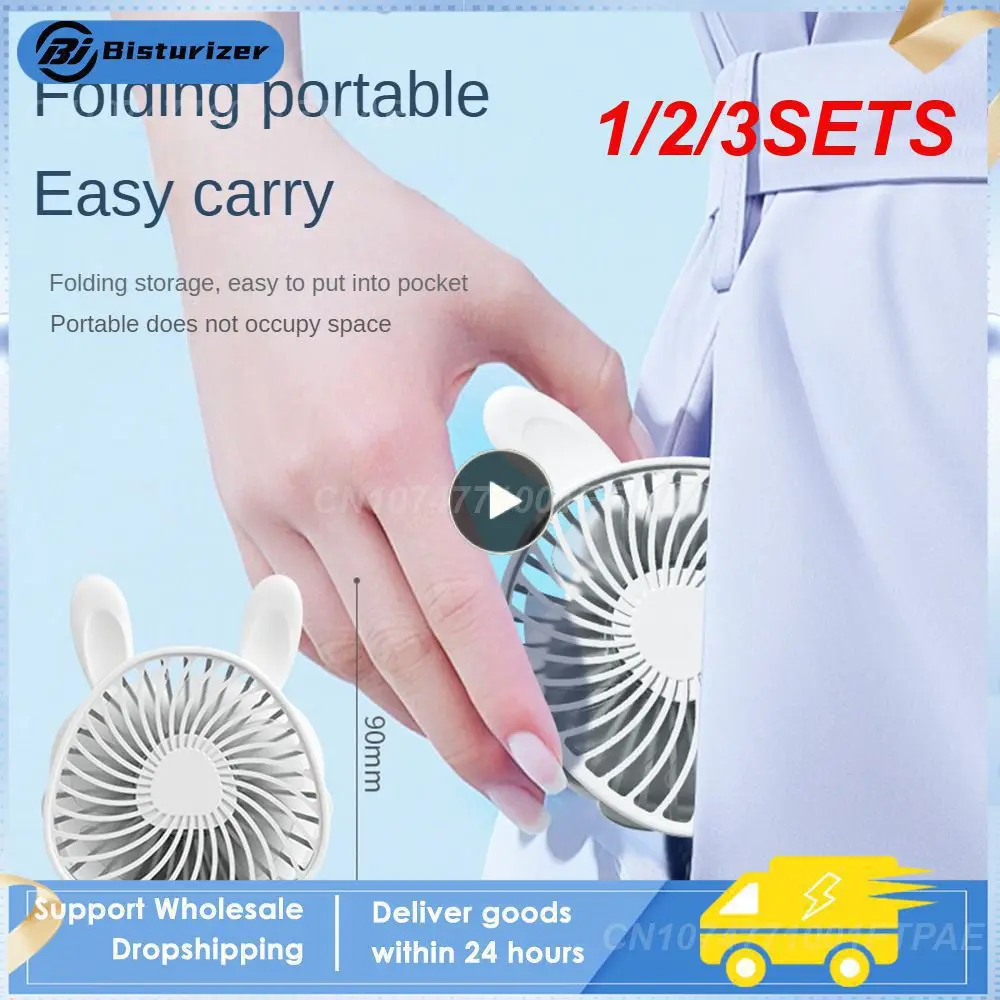 

1/2/3SETS Handheld Fan Fold Charging And Using Demand To Meet Travel Needs Angle Adjustment According To Heart