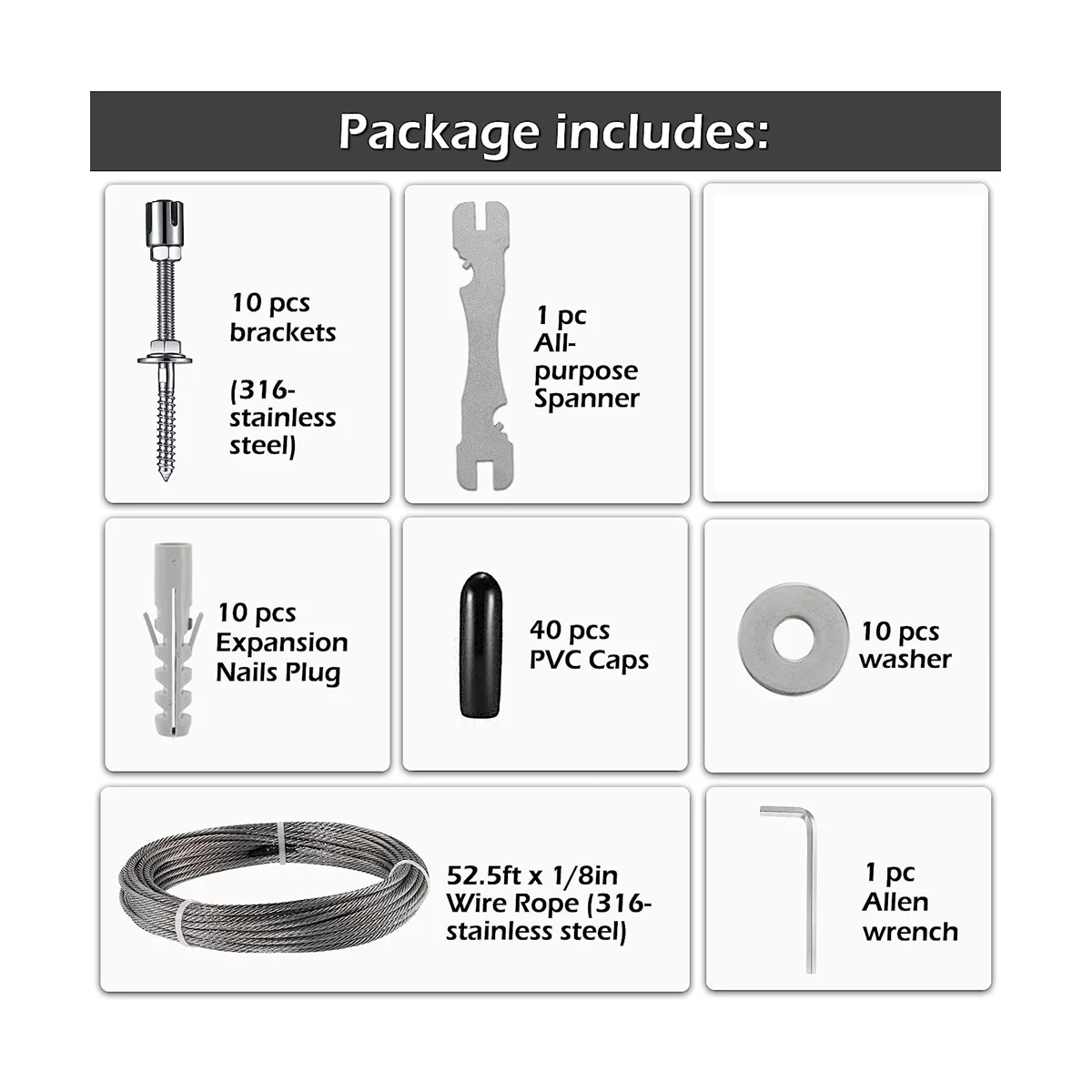 1 Sets Wire Trellis for Climbing Plants Outdoor, 316 Stainless Steel Fastener, Green Wall Wire Trellis Kit A