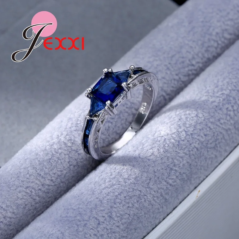 Big Sale Romantic Ring with Square Cubic Zirconia Crystal Wedding Ring For Women Silver Color Color Rings Fine Jewelry