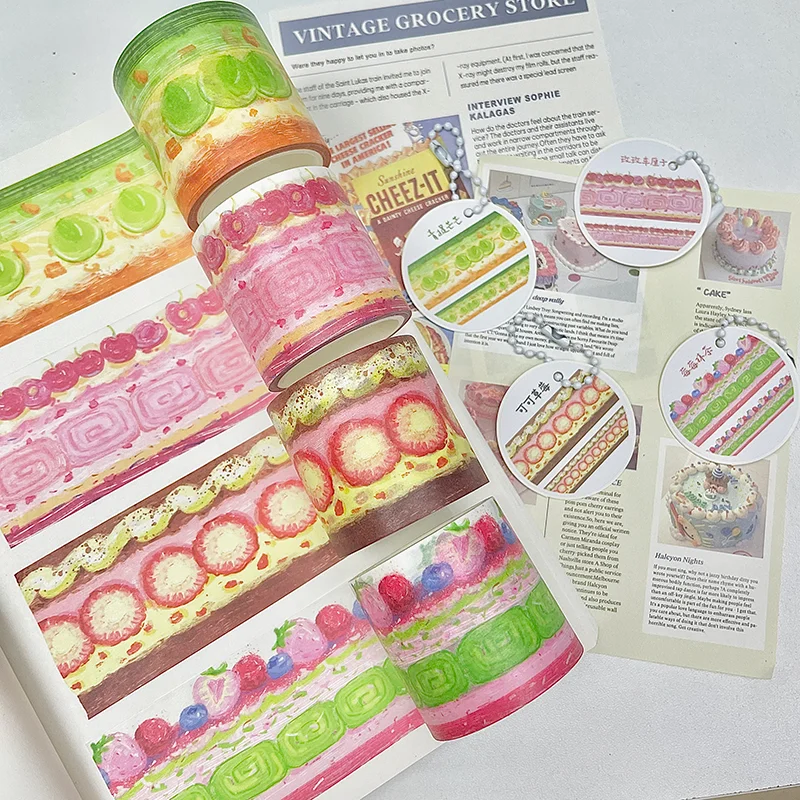 

MINKYS 4 шт./лот, декоративная лента с клубникой и фруктами, милый мультфильм, креативная лента Васи, школьные канцелярские принадлежности