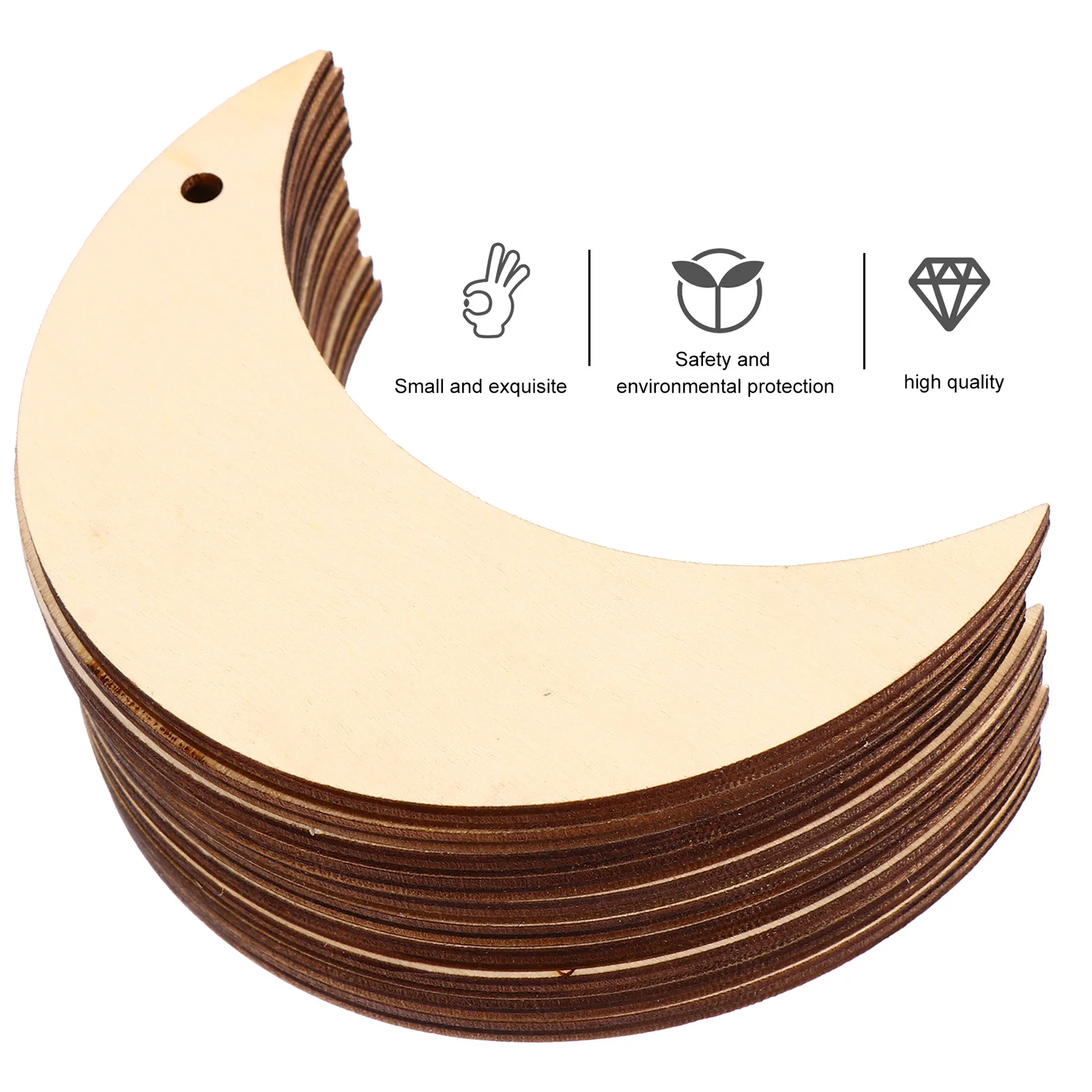 

20Pcs Natural Wooden Moon Shape Slices Smooth Surface for DIY Christmas Tree Pendant Decorations DIY Christmas Pendant