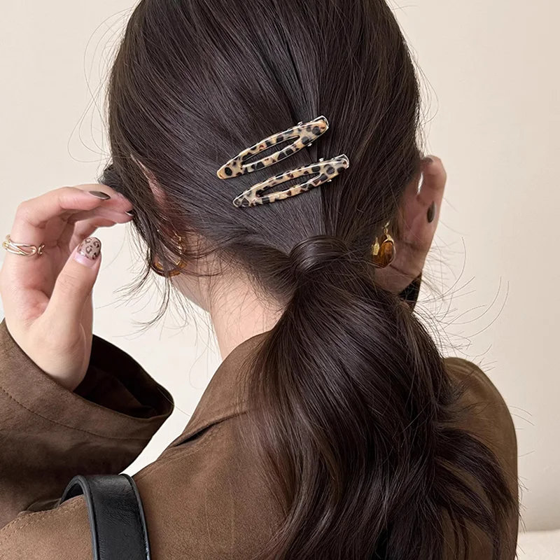 

2pcs/set Acetate Hair Clips Hollowed Oval Geometric Barrettes Side Pins Hairpin Women Hair Accessories