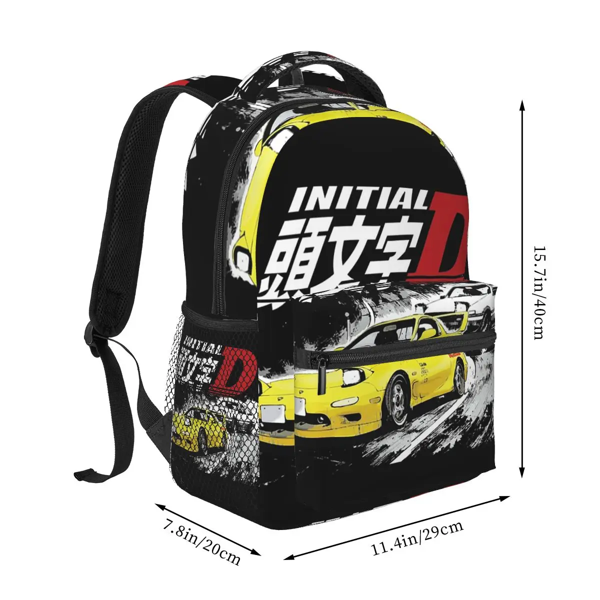 DM RX-7 Drift Initial D Anime Student Backpack School Bag Hiking Travel Daypack for Boys Girls Fashion Bookbag Shoulder Bags