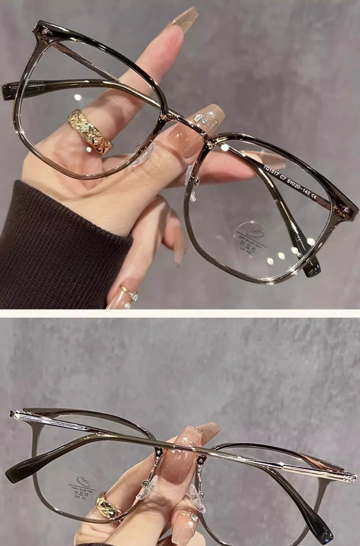 Tr90 Brillen gestell Retro quadratische und runde Damen brillen rahmen modische braune optische Brillen rahmen Frauen 1517 – Detail 4