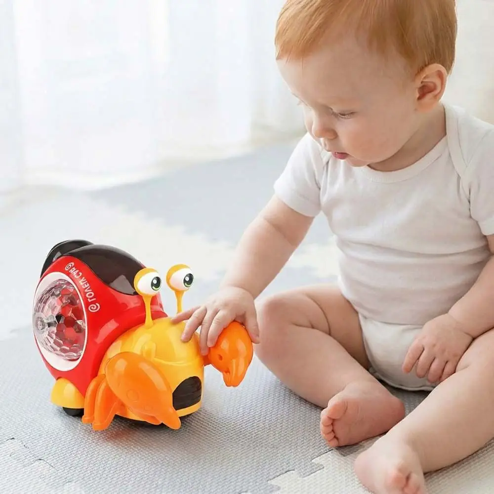 Plastic LED Light Crab Walking Toys Walking Tummy Time Toy Early Education Dancing Hermit Crab Toys Snail Movable Toy