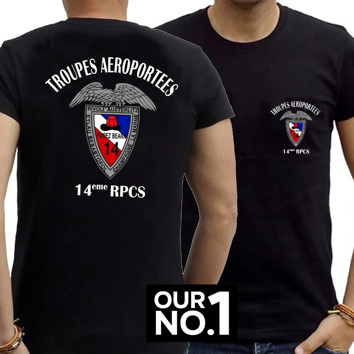 

French Army 14eme RPCS (Command and Support Paratrooper Regiment) T-Shirt Short Sleeve Casual 100% Cotton O-Neck Mens T-shirt