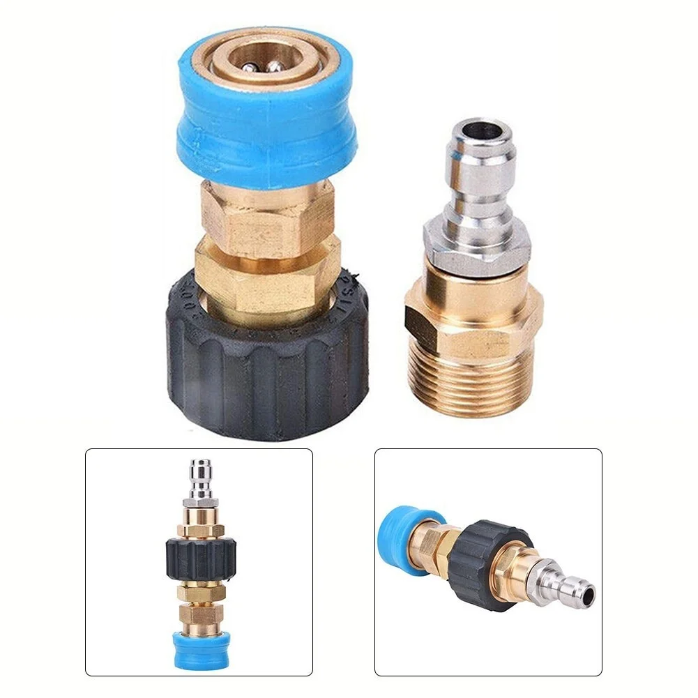 Quick Release Coupler Adapter For High Pressure Washer Equipment With M22F M22M Thread Support And 22mm 14mm Hose Interface