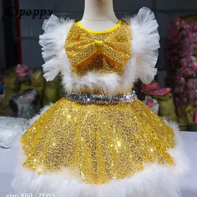 Children's Sequined Gauzy Dance Dress Costumes Girls Cute Umbrella Princess Dress Performance Wear Toddler XINGX Dancing Dress