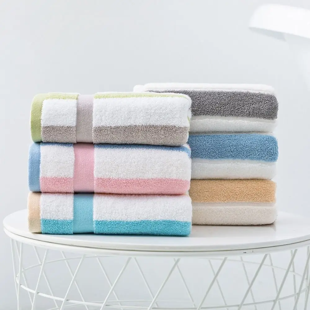 34x76cm Colour Stripe Bath Towel Thickened Luxury Couple Shower Towel Quick-drying Simple Cotton Face Towel Adult