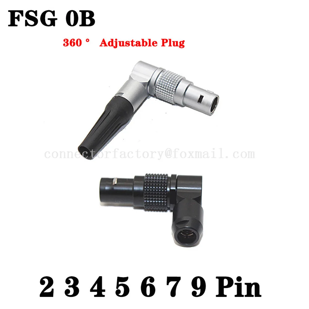 متوافق مع LEMO FSG 0B 2 3 4 5 6 7 9 Pin 360 ° قابل للتعديل الزاوية اليمنى ذكر التوصيل دفع سحب موصل القفل الذاتي #4