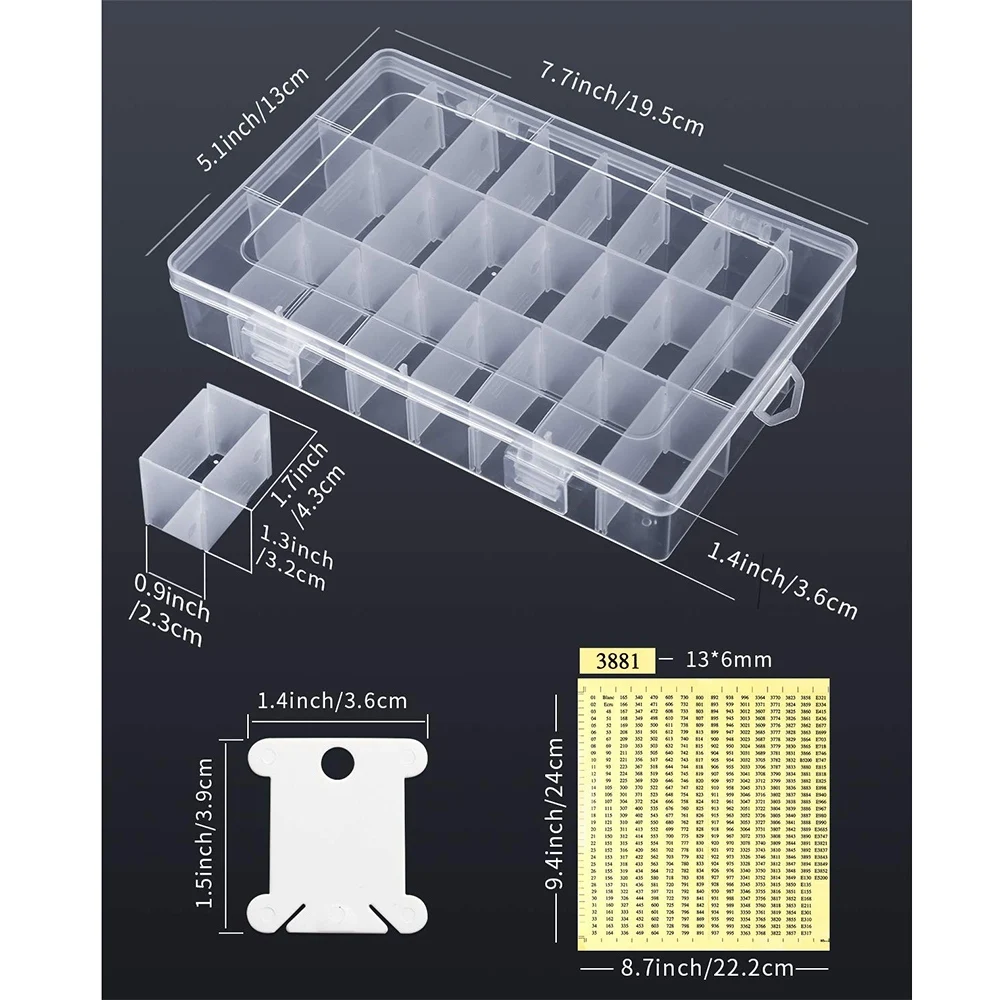 152Pcs Accessories Including Embroidery Thread Bobbins Organizer Box and Floss Number Sticker