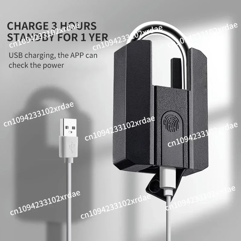 NewTT LOCK Waterproof Smart Intelligent Fingerprint Door Lock Padlock With Key Smart Padlock Rechargeable