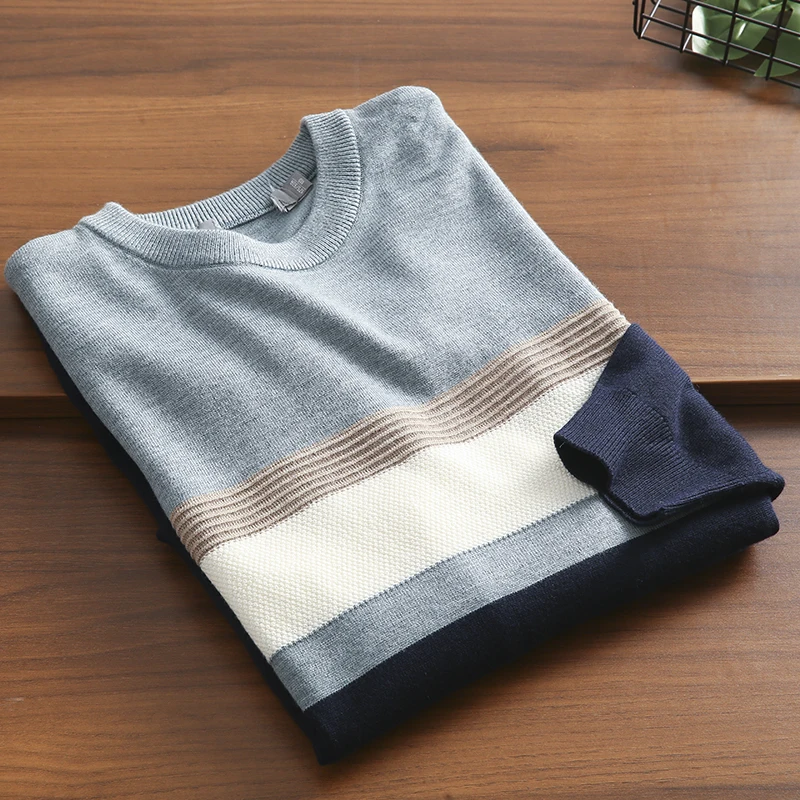 

Comfortable Wool Blend Knitted Sweater Youthful Vitality Style Long Sleeve Autumn Winter round Neck Casual Straight Fit Men's...