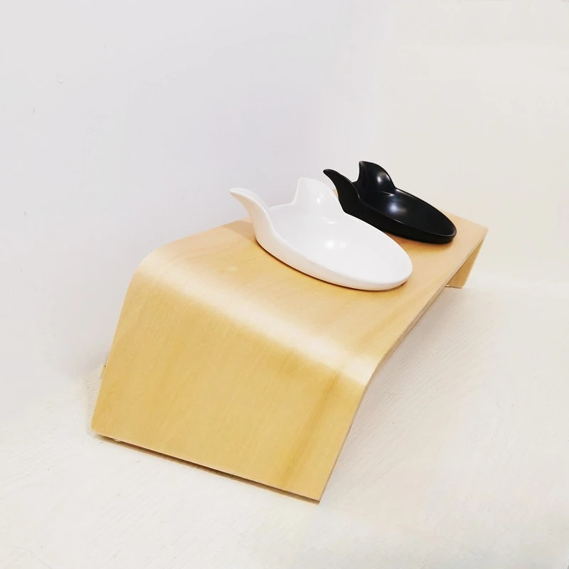 Pet cat dog bowl wooden frame ceramic tilt anti-knock, cat food basin bowl neck protector