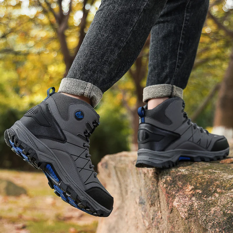 Bottes hautes pour hommes, confortables, décontractées, antidérapantes, respirantes, garde au chaud, bottes de Combat en peluche, chaussures de randonnée en plein air pour hommes