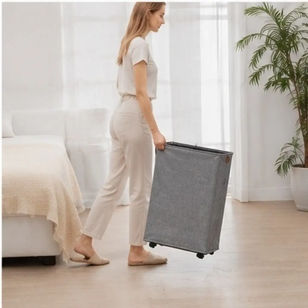 Foldable Laundry Hamper with Wheels – Heavy-Duty, Easy-Move Design for Bedroom & Laundry Room